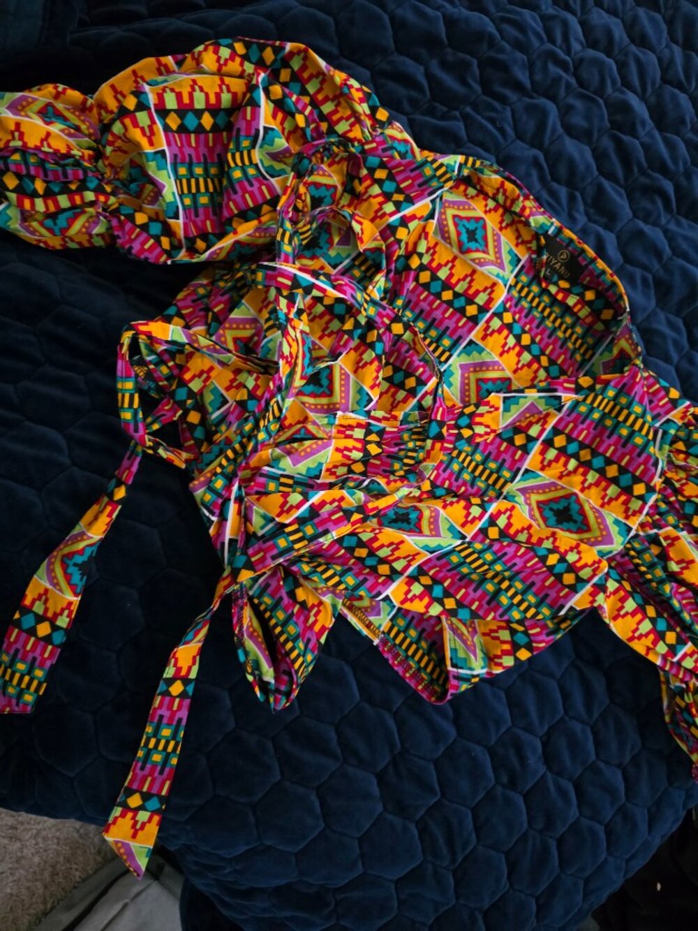 Diyanu African Print Crop Tie Shirt